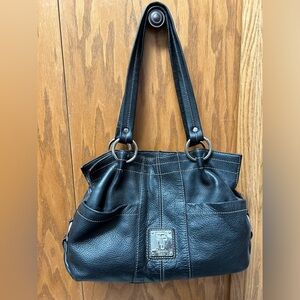 Tignanello Black Pebbled Leather Shoulder Bag